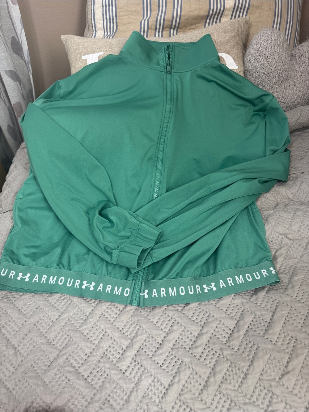 Under Armour Green Full-Zip Bomber Track Jacket